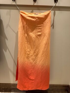 Ombre Strapless Maxi Dress in Peach to Coral